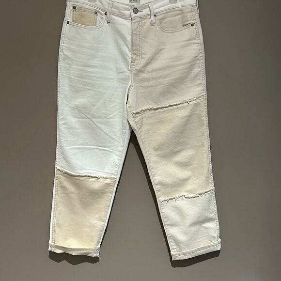 J.Crew Denim High Waist Straight Leg White denim with patches sz30 - Picture 2 of 6